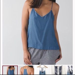 NWOT lululemon wake and flow top in denim